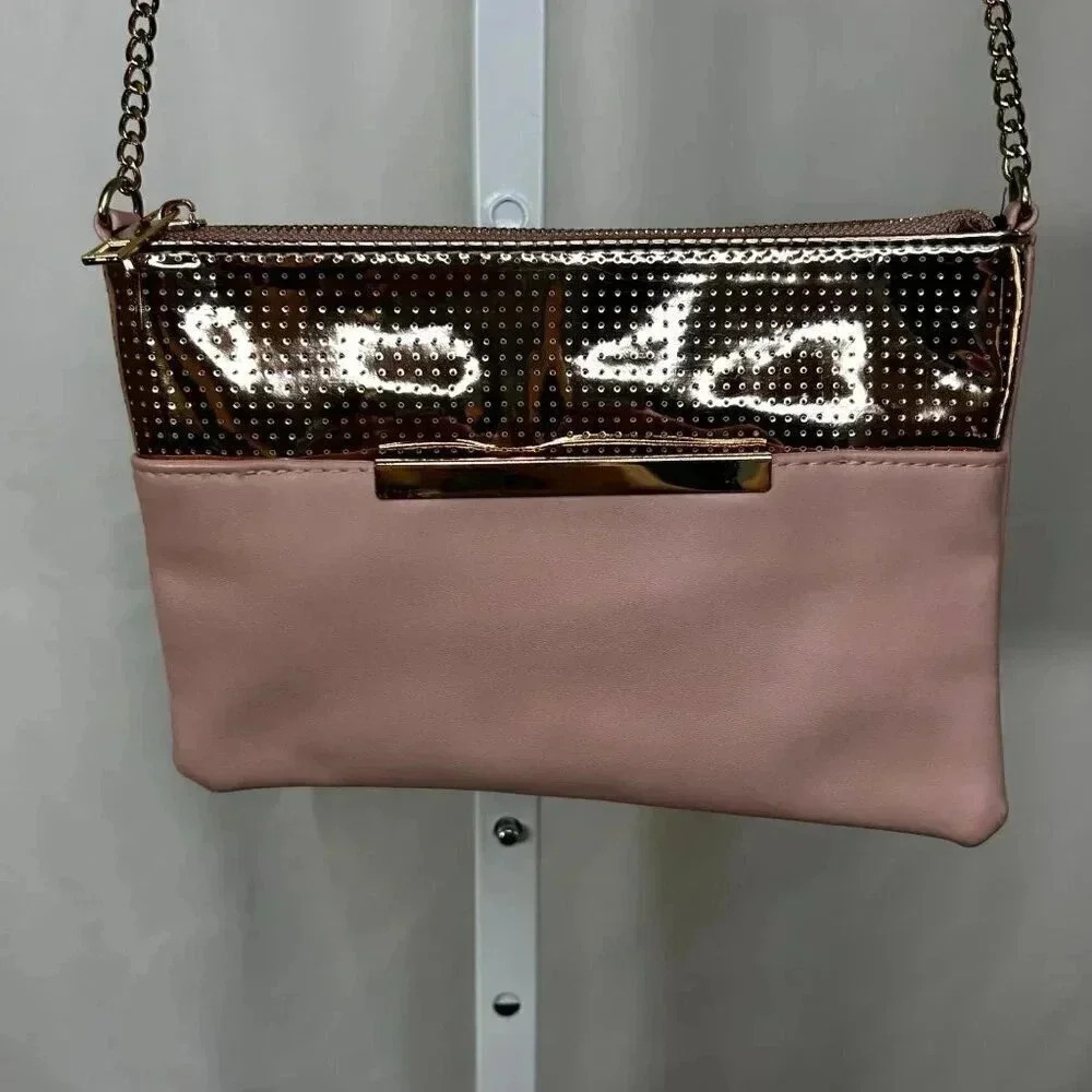 Pink and Rose Gold Crossbody Bag Chain Strap